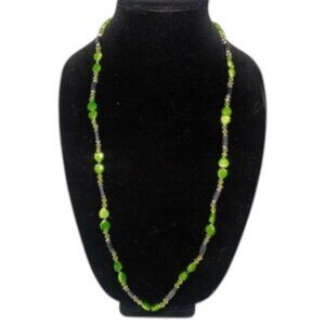 Magnetic Necklace/Bracelet WIth Green Heart Shaped Beads with Metallic Hermatite